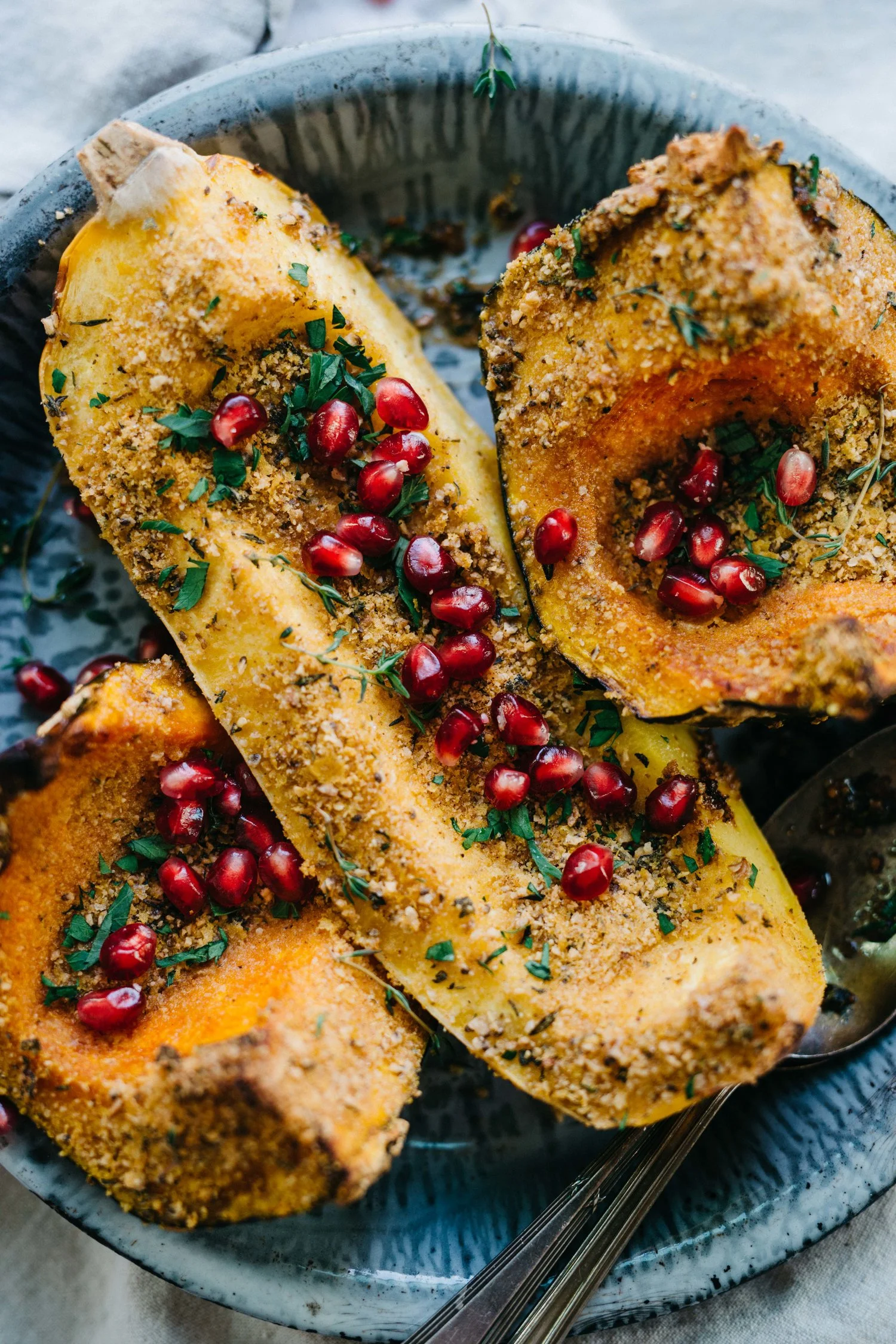 cheesy herb-crusted squash