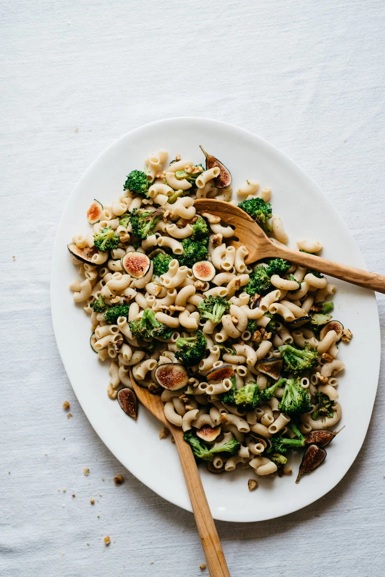 creamy garlicky pasta w/ charred broccoli &amp; figs