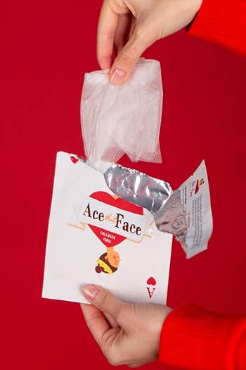 ace of hearts themed sheet mask bag