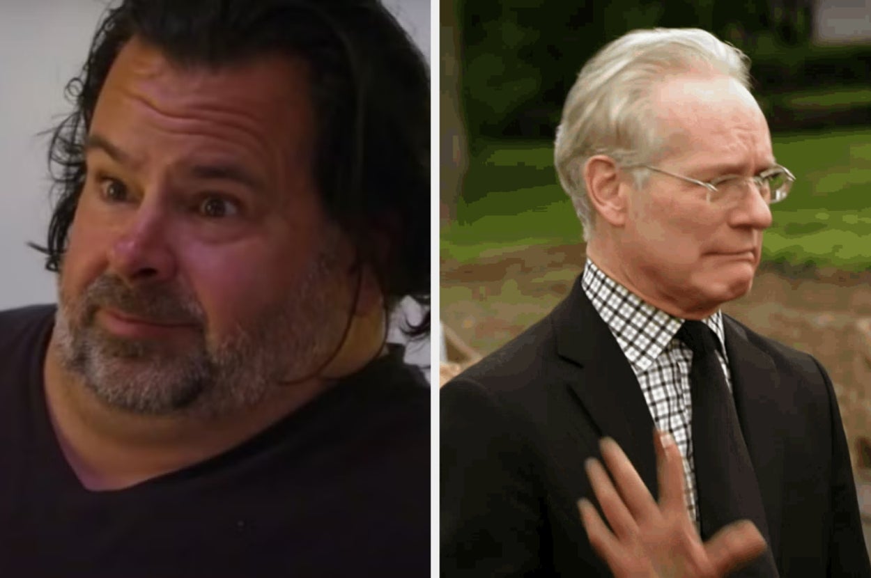 Two people in separate images: one with a surprised expression, the other is gesturing with a thoughtful look