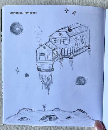 Sketch of a floating house titled