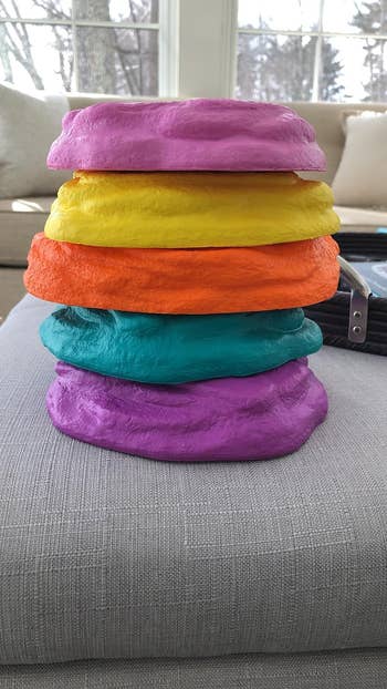 Stack of colorful stone toys