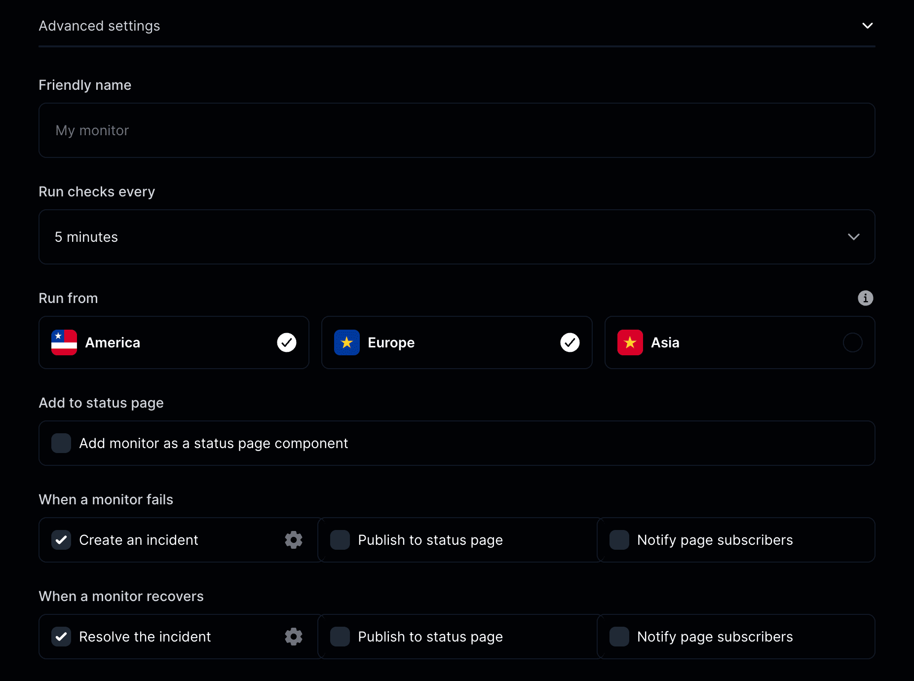 Advanced monitor settings