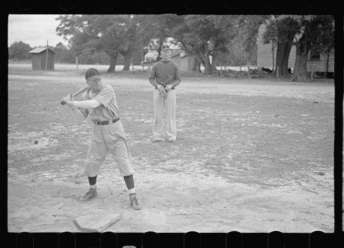 Playing Baseball Batter at Irwinville Farms GA Photograph John Vachon Courtesy Library of Congress Irwinville Farms Website
