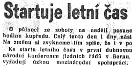 Poznámka o zavedení letního času v roce 1980 (Rudé právo 5. duben 1980)
