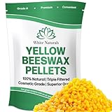 White Naturals Yellow Beeswax Pellets 1lb (16oz), Pure, Natural, Cosmetic Grade, Organic, Bees Wax Pastilles, Triple Filtered, Great For Candle Making, Soap, Food Wrap, DIY Lip Balms, Lotions