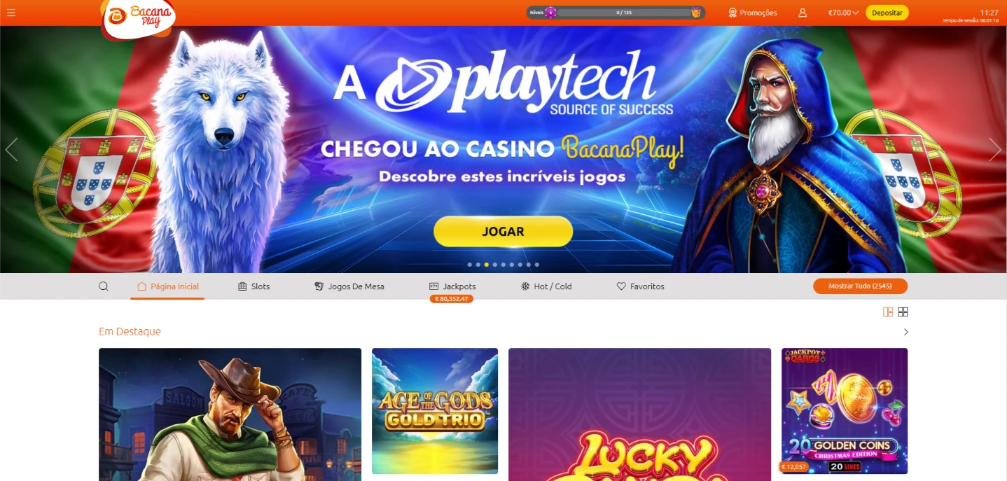 Homepage do Bacana Play