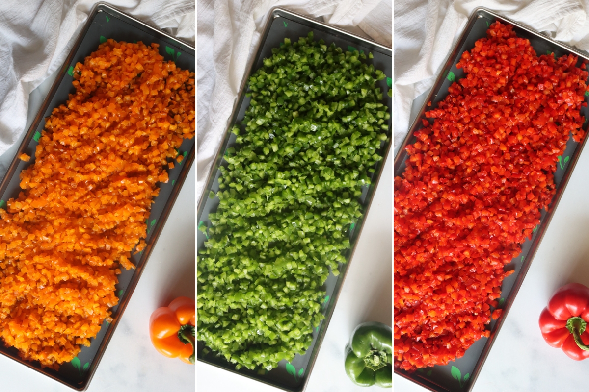 Peppers Chopped for Freeze Drying