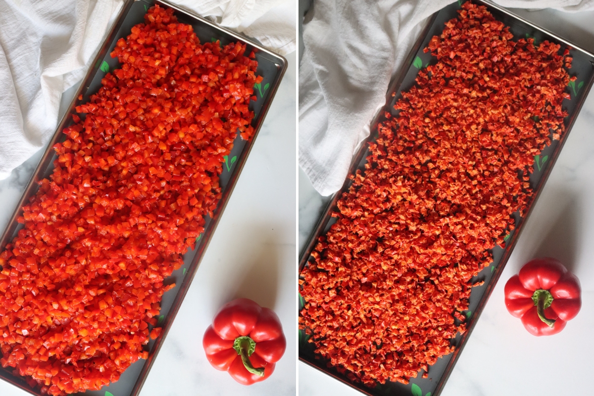 Red Peppers Before and After Freeze Drying