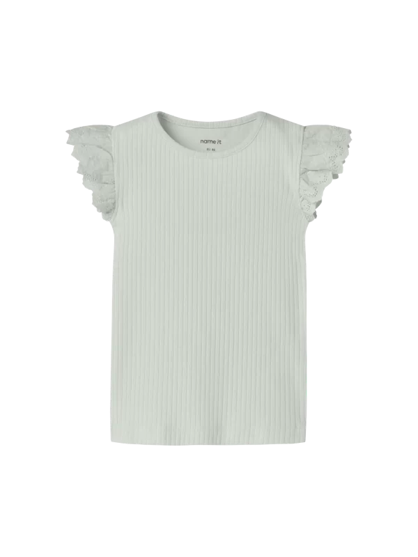 NAME IT NmfHavelle ribbi t-paita pitsihihoilla Pale Aqua