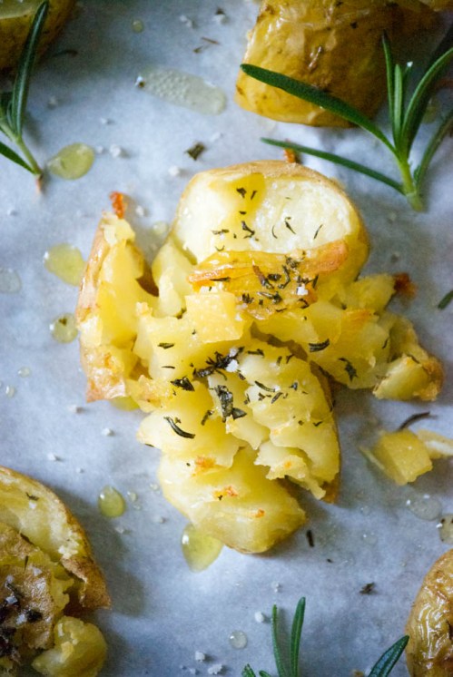 Roasted Smashed Potatoes with Rosemary and Preserved Lemon | Relishing It