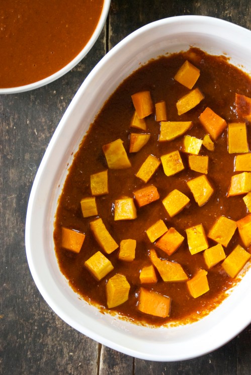 Enchilada Bake with Butternut Squash, Black Beans, and Shredded Chicken | Relishing It