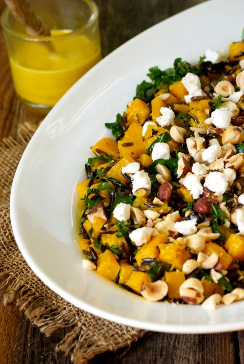 Wild Rice, Roasted Butternut Squash, and Kale with Citrus Curry Dressing | Relishing It