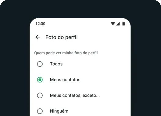 captura de tela das configurações de privacidade da foto do perfil no app WhatsApp