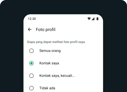 tangkapan layar dari pengaturan privasi foto profil di aplikasi whatsapp