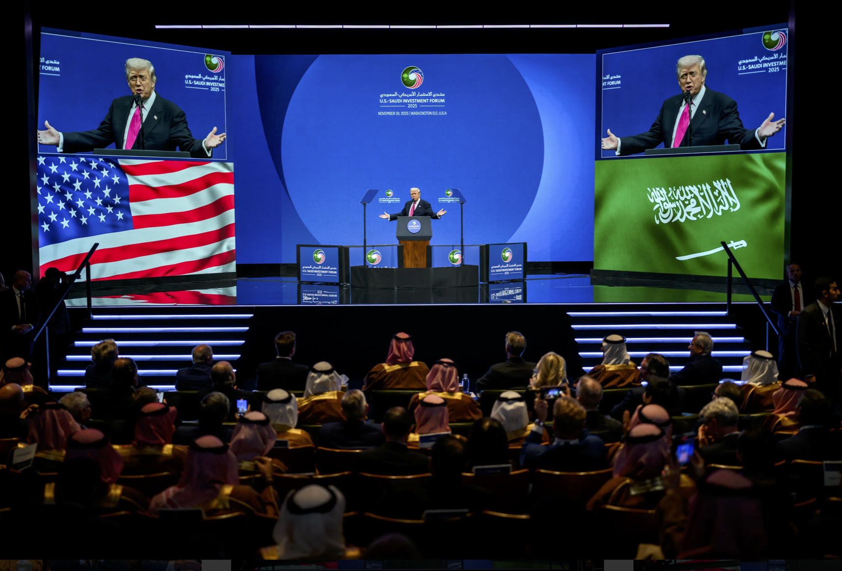 US president Donald Trump at the US-Saudi Investment Forum in Miami on 27 March