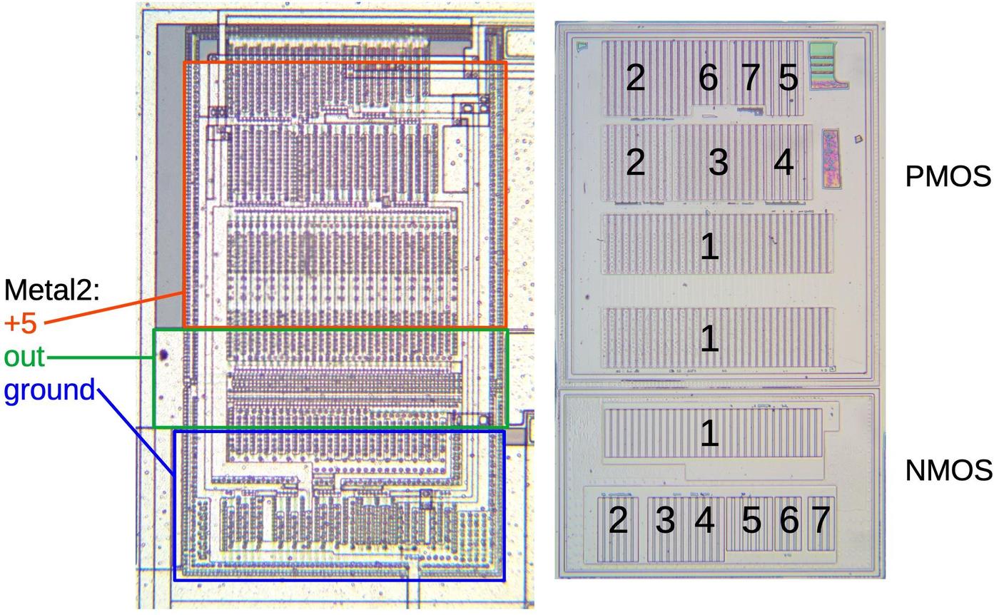 One of the lower drivers. The left image shows metal while the right image shows silicon. One of the lower drivers. The left image shows metal while the right image shows silicon.