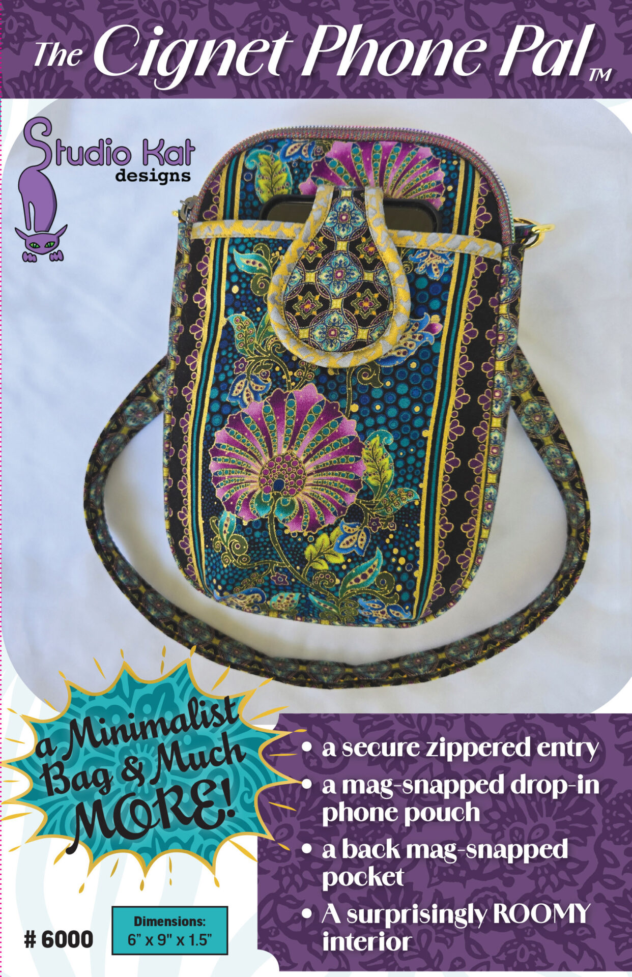 A colorful crossbody bag with floral embroidery and secure zippers.