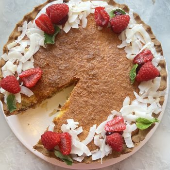 torta cocco e lamponi