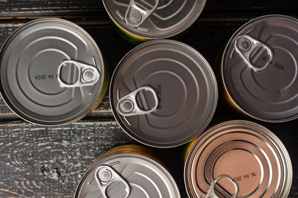 top view of canned goods
