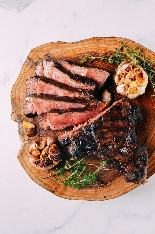 Grilled Ribeye With Soy Butter Glaze, by thewoksoflife.com