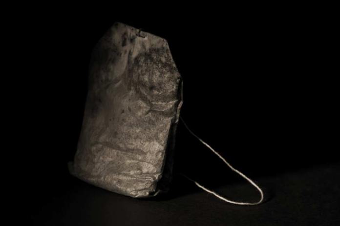 Close up of a used teabag