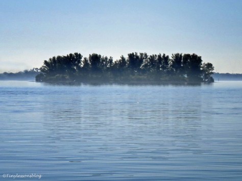 fog rises on the ocean on our way to Caladesi island