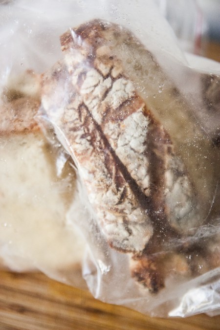 My homemade bread in a freezer baggie