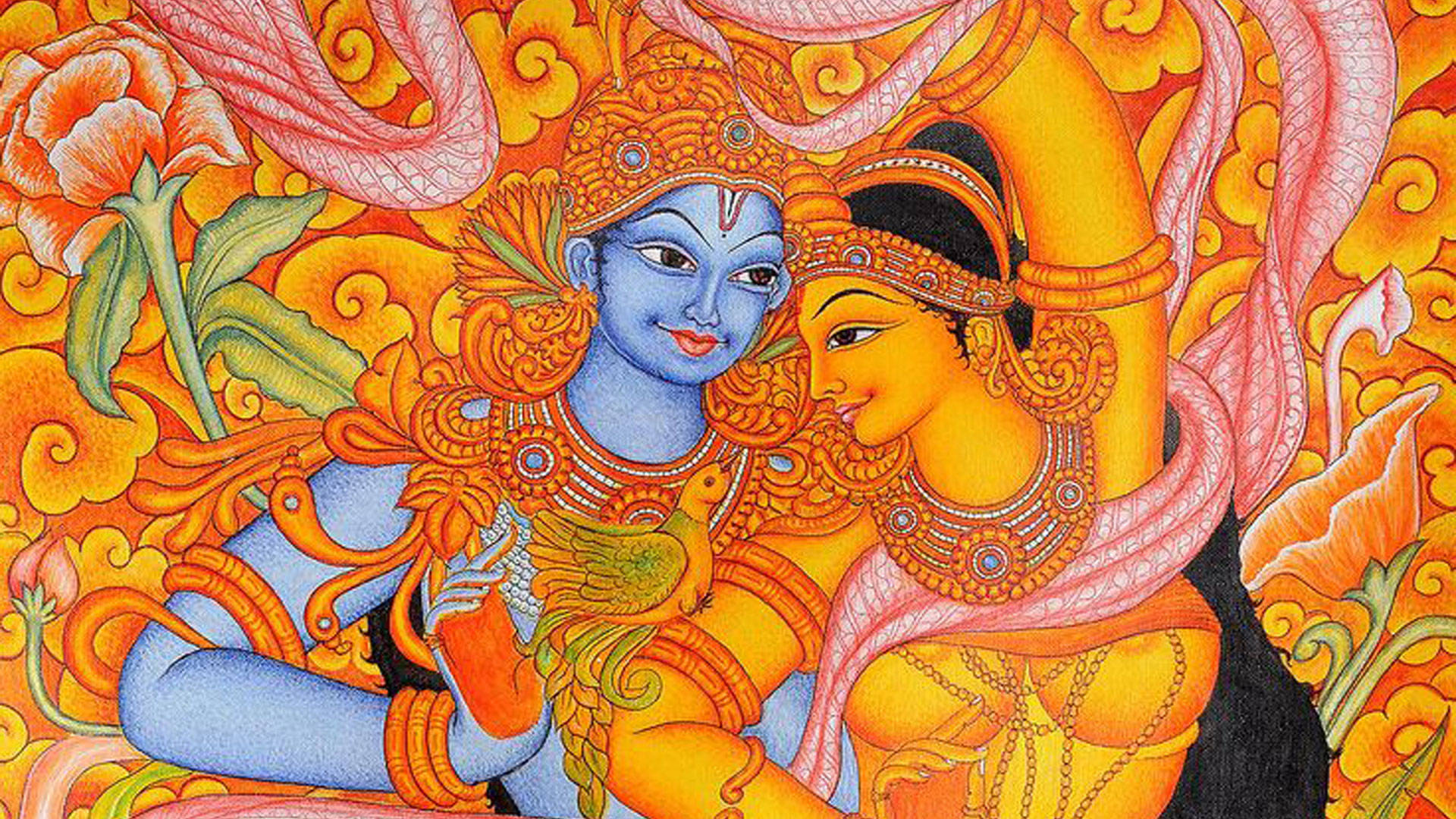 Radha Krishna Indus Folk Konst Wallpaper