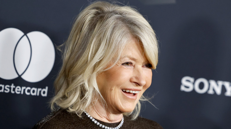 A smiling Martha Stewart facing sideways