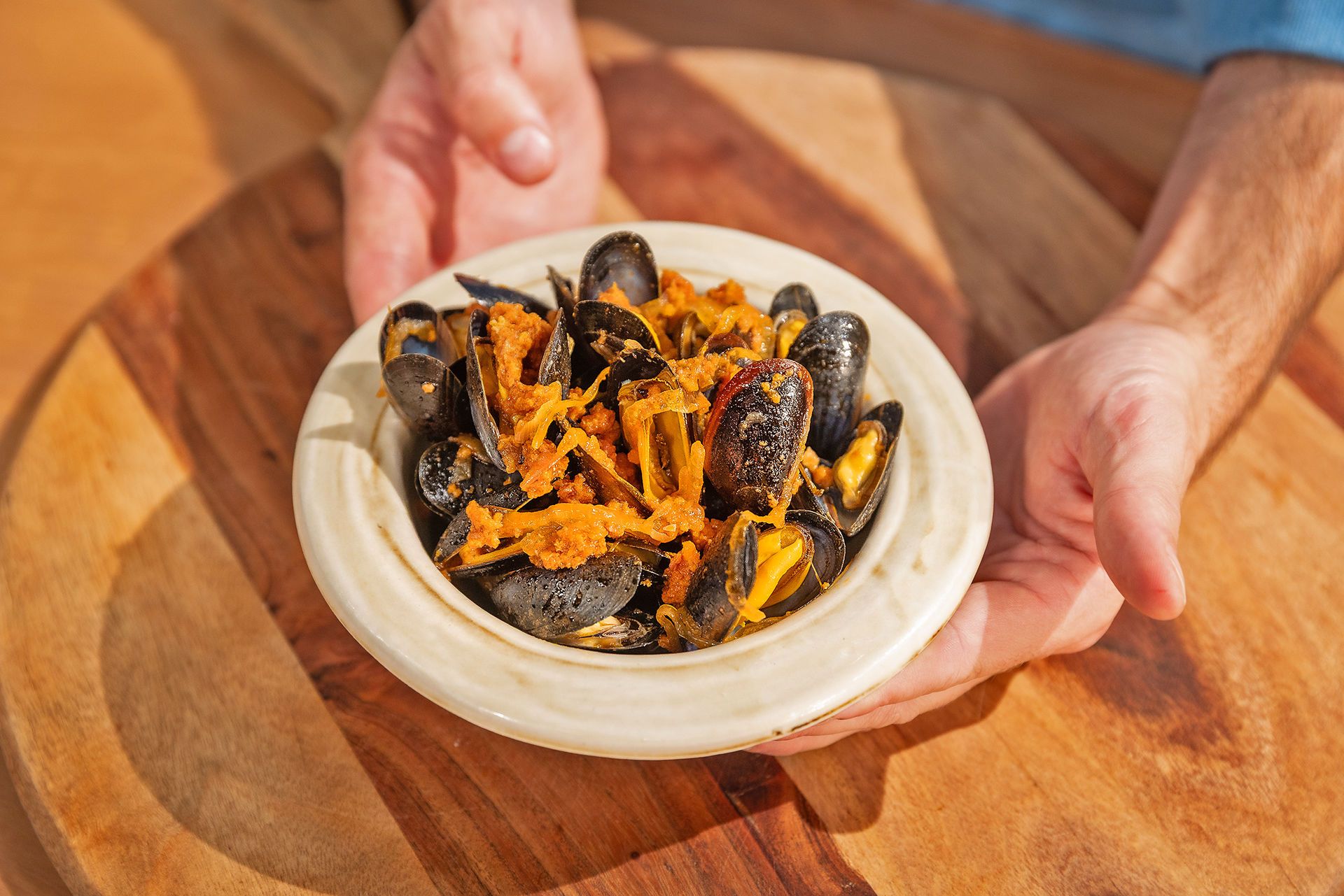 Musclos amb sobrassada Musclos amb sobrassada