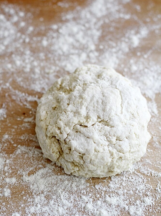 dough on cutting board.