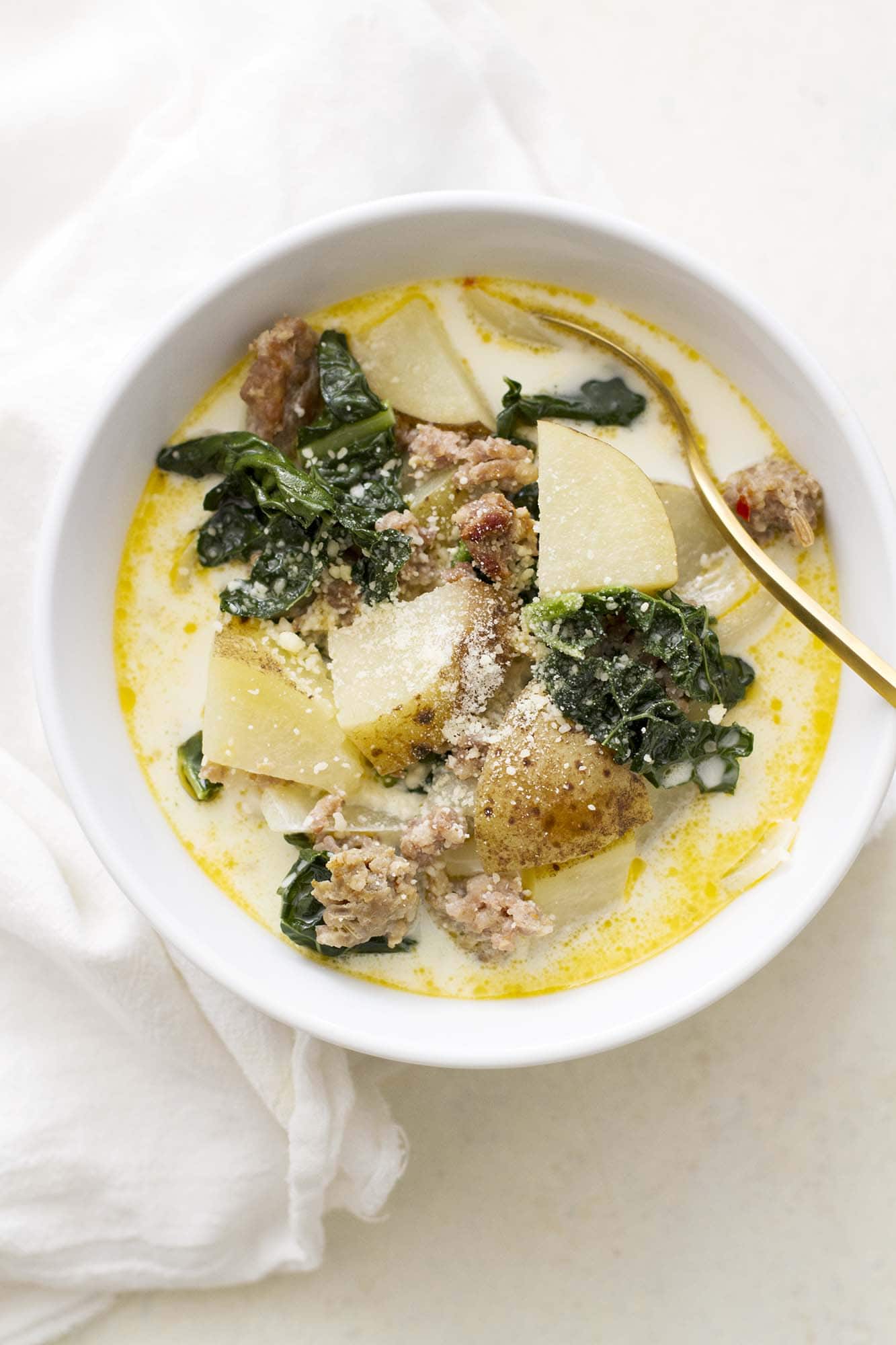 bowl of slow cooker zuppa toscana