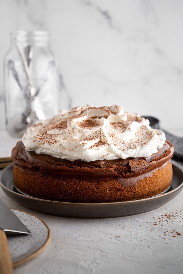 full Mississippi Mud Pie on a serving plate