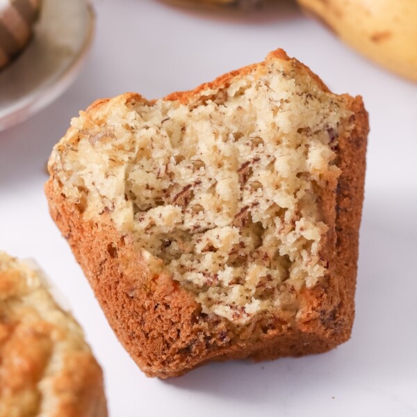 banana muffin broken open.