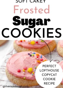 pink frosted sugar cookies and writing.