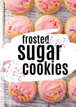 frosted sugar cookies with pink frosting and writing.