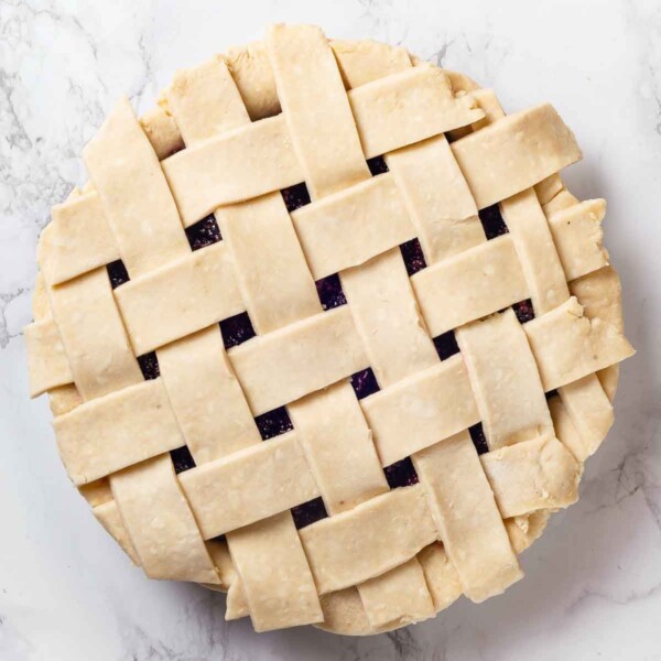latticed pie with easy pie dough.