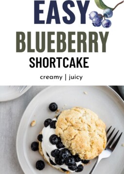 Golden biscuit shortcakes layered with juicy blueberries.