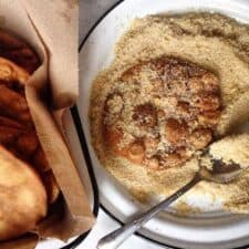 Buñuelos are the traditional Mexican pastry served during the holiday season these almond buñuelos are sprinkled with citrus sugar and chocolate ganache.