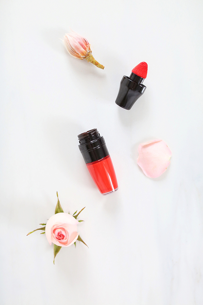 LancΓ΄me Matte Shaker High Pigment Liquid Lipstick in Redβy In 5 Photos, Review, Swatches | October 2017 Beauty Favourites // JustineCelina.com