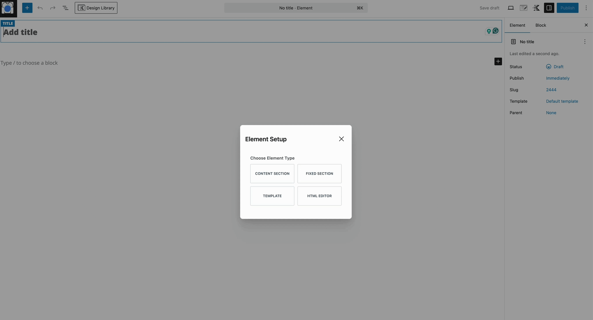 Fixed Element Creation