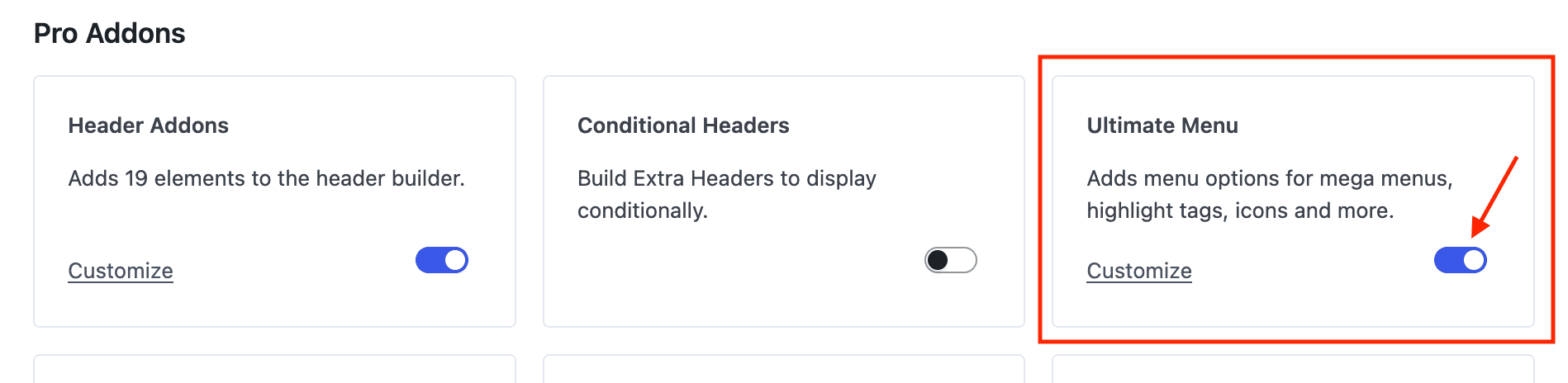 Kadence Pro - Enable Ultimate Menu