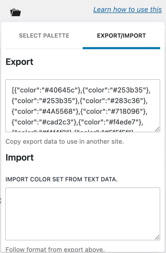 Import Export Settings