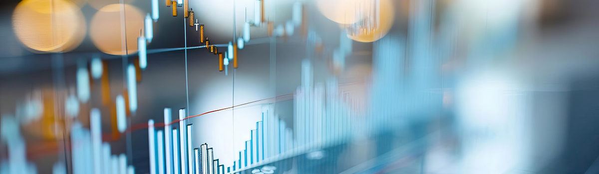 Abstract financial chart depicting market analysis with rising trends and data visualization for investment concepts.