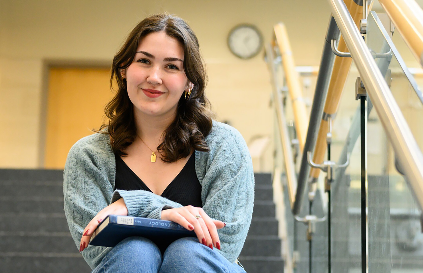Laci sitting on steps