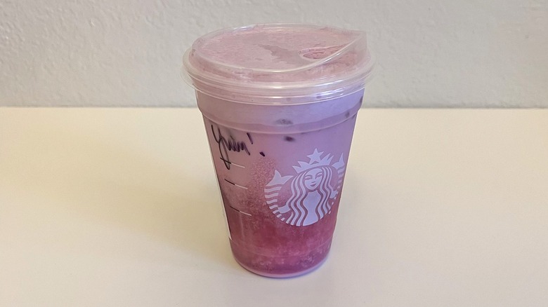 Side view of Starbucks Hannah Montana Refresher