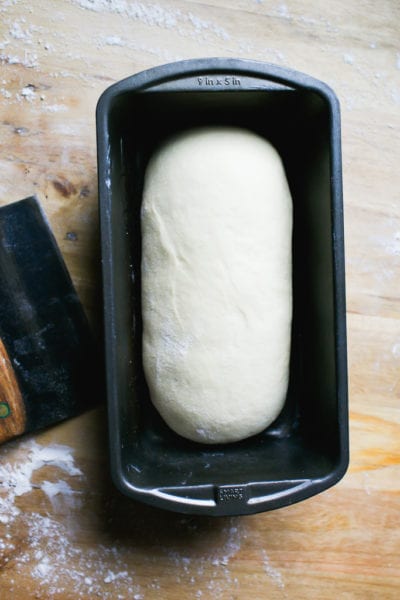 Shaping sourdough sandwich dough in a loaf pan
