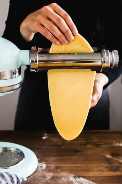 Rolled homemade pasta sheet.