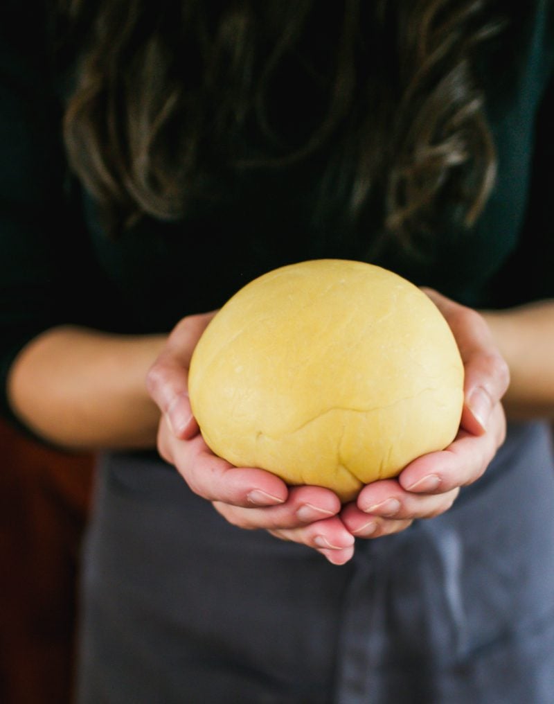 Homemade pasta dough, kneaded into a perfect ball.